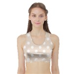 Polka Dots - White on Almond Brown Women s Sports Bra with Border