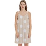 Polka Dots - White on Almond Brown Women s Reversible Sports Bra with Border