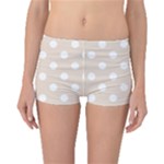 Polka Dots - White on Almond Brown Boyleg Bikini Bottoms