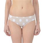 Polka Dots - White on Almond Brown Hipster Bikini Bottoms