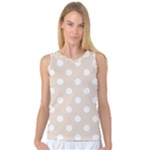 Polka Dots - White on Almond Brown Women s Basketball Tank Top