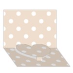 Polka Dots - White on Almond Brown Heart Bottom 3D Greeting Card (7x5)