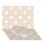 Polka Dots - White on Almond Brown Circle Bottom 3D Greeting Card (7x5)