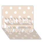 Polka Dots - White on Almond Brown YOU ARE INVITED 3D Greeting Card (7x5)