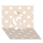 Polka Dots - White on Almond Brown Ribbon 3D Greeting Card (7x5)