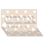 Polka Dots - White on Almond Brown Merry Xmas 3D Greeting Card (8x4)