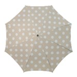 Polka Dots - White on Almond Brown Golf Umbrella