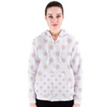 Polka Dots - Almond Brown on White Women s Zipper Hoodie