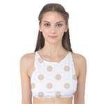 Polka Dots - Almond Brown on White Tank Bikini Top