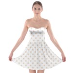 Polka Dots - Almond Brown on White Strapless Bra Top Dress