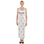 Polka Dots - Almond Brown on White Fitted Maxi Dress
