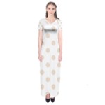 Polka Dots - Almond Brown on White Short Sleeve Maxi Dress