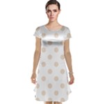 Polka Dots - Almond Brown on White Cap Sleeve Nightdress