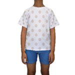 Polka Dots - Almond Brown on White Kid s Short Sleeve Swimwear