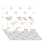 Polka Dots - Almond Brown on White BOY 3D Greeting Card (7x5)