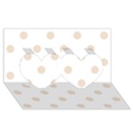 Polka Dots - Almond Brown on White Twin Hearts 3D Greeting Card (8x4)