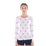 Polka Dots - Pastel Brown on White Women s Long Sleeve T-shirt