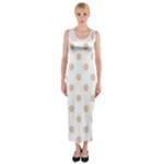 Polka Dots - Pastel Brown on White Fitted Maxi Dress