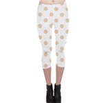 Polka Dots - Pastel Brown on White Capri Leggings