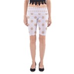 Polka Dots - Pastel Brown on White Yoga Cropped Leggings