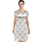 Polka Dots - Pastel Brown on White Cap Sleeve Nightdress