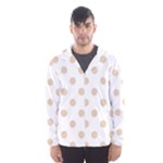 Polka Dots - Pastel Brown on White Hooded Wind Breaker (Men)