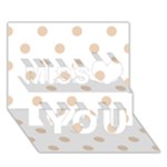 Polka Dots - Pastel Brown on White Miss You 3D Greeting Card (7x5)