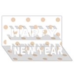 Polka Dots - Pastel Brown on White Happy New Year 3D Greeting Card (8x4)