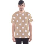 Polka Dots - White on Tan Brown Men s Sport Mesh Tee