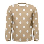 Polka Dots - White on Tan Brown Men s Long Sleeve T-shirt
