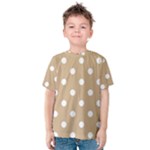 Polka Dots - White on Tan Brown Kid s Cotton Tee