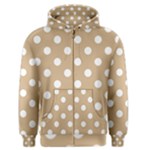 Polka Dots - White on Tan Brown Men s Zipper Hoodie