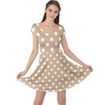 Polka Dots - White on Tan Brown Cap Sleeve Dress