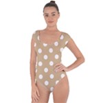 Polka Dots - White on Tan Brown Short Sleeve Leotard (Ladies)
