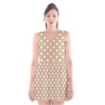 Polka Dots - White on Tan Brown Scoop Neck Skater Dress