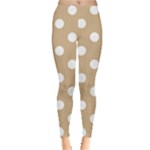 Polka Dots - White on Tan Brown Women s Leggings