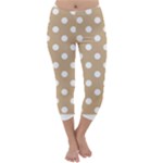 Polka Dots - White on Tan Brown Capri Winter Leggings