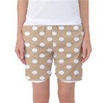 Polka Dots - White on Tan Brown Women s Basketball Shorts