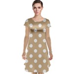 Polka Dots - White on Tan Brown Cap Sleeve Nightdress