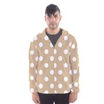 Polka Dots - White on Tan Brown Hooded Wind Breaker (Men)