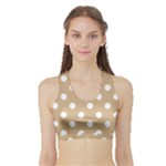 Polka Dots - White on Tan Brown Women s Sports Bra with Border