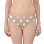 Polka Dots - White on Tan Brown Hipster Bikini Bottoms