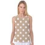Polka Dots - White on Tan Brown Women s Basketball Tank Top