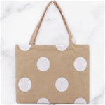 Polka Dots - White on Tan Brown Mini Tote Bag