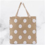 Polka Dots - White on Tan Brown Grocery Tote Bag