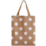Polka Dots - White on Tan Brown Zipper Classic Tote Bag