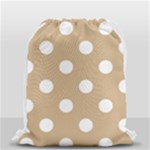 Polka Dots - White on Tan Brown Drawstring Bag (Small)
