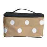 Polka Dots - White on Tan Brown Cosmetic Storage Case