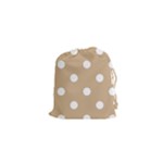 Polka Dots - White on Tan Brown Drawstring Pouch (XS)