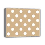 Polka Dots - White on Tan Brown Deluxe Canvas 14  x 11  (Stretched)